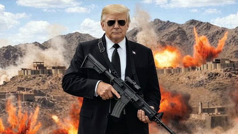 আর ভদ্রতা নয়, অস্ত্র হাতে এআই ছবি দিয়ে ইরানকে হুমকি ট্রাম্পের