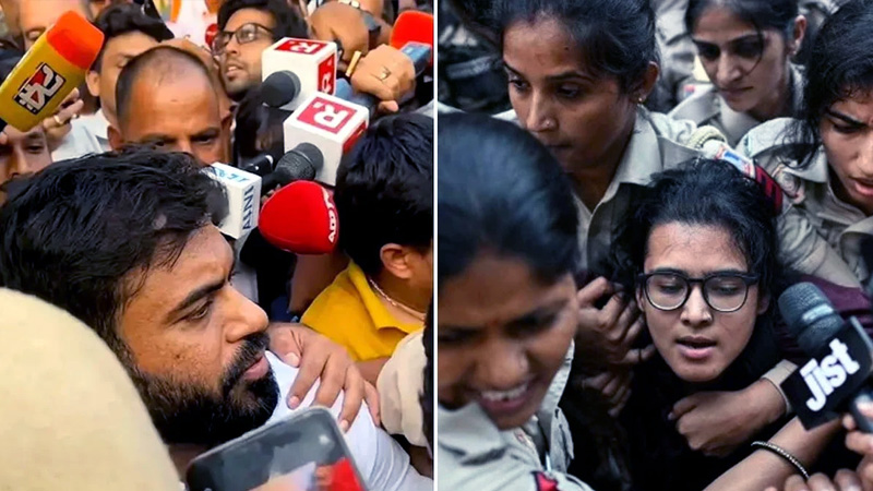 দিল্লিতে সিজেপির দীপকে আটক, নেহাকে তুলে নিয়ে গেছে পুলিশ