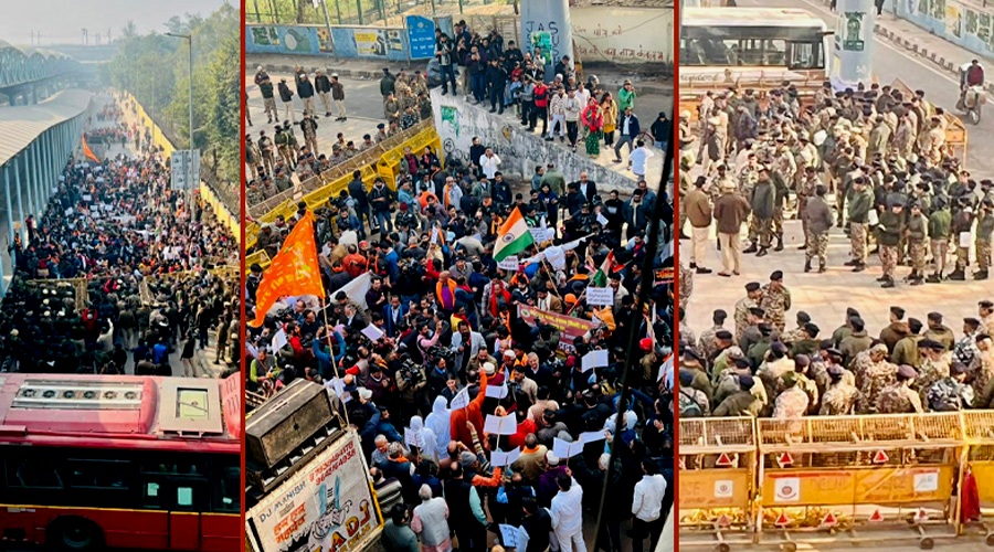 দিল্লিতে বাংলাদেশ হাইকমিশনের সামনে ‘বিশ্ব হিন্দু পরিষদের’ বিক্ষোভ