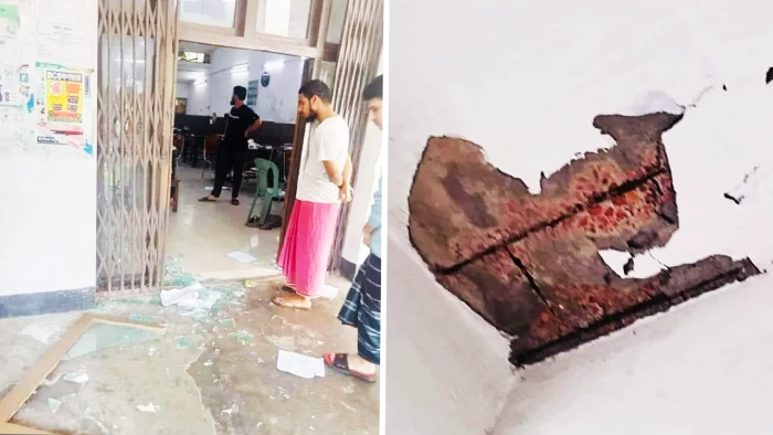 ভূমিকম্পে ঢাবির হলে খসে পড়েছে পলেস্তারা, ভাঙল দরজার গ্লাস!