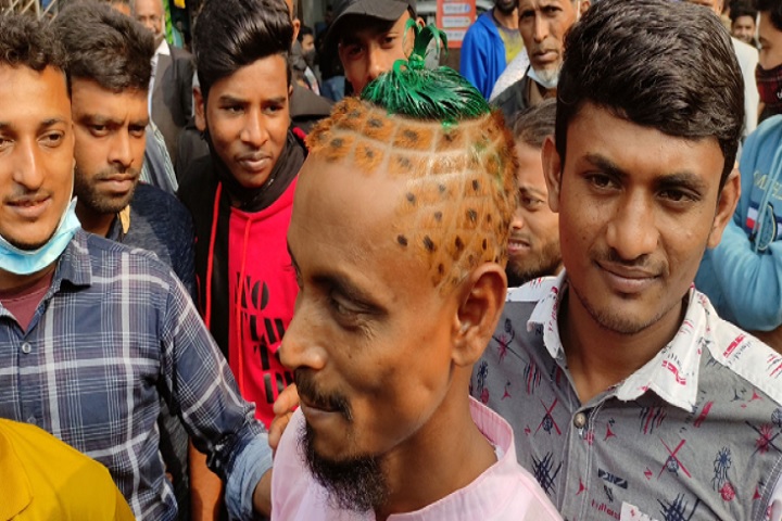 আনারসের ষ্টাইলে চুল কেটে নির্বাচনী প্রচারণা